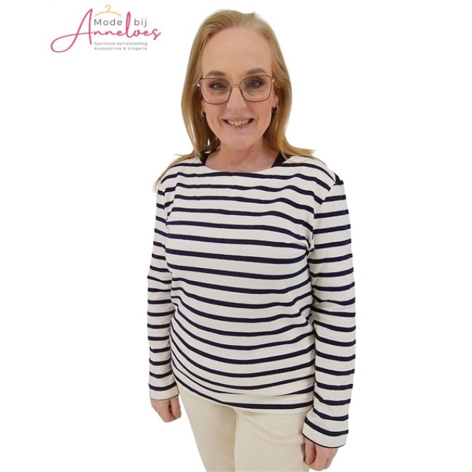 Z Red Button T-shirt Terry stripe Dark Blue